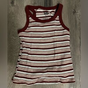 SO Burgundy and White Striped Tank Top Size XS